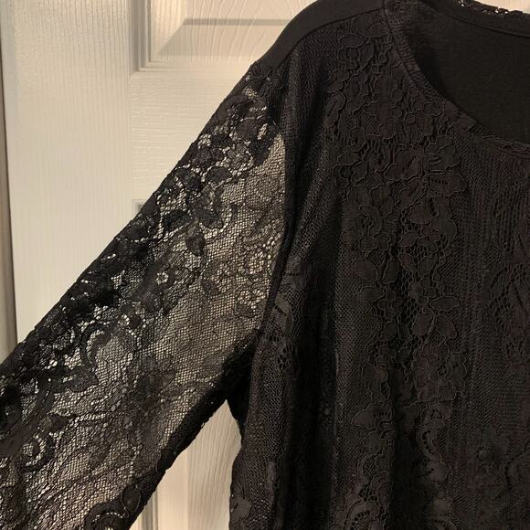 Chico's Women's Black Lace Whimsigoth Tunic Top Size L Romantic Feminine Party - Picture 5 of 8